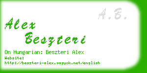 alex beszteri business card